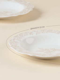 Тарелки глубокие SL Home «Аманде», d=23 см, 300 мл, набор 2 шт., фарфор, белые