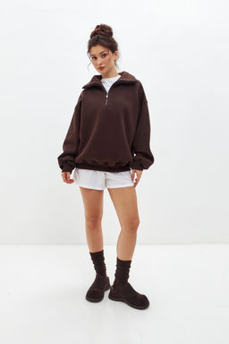 Толстовка женская из футера начес Комфорт шоколад макси
