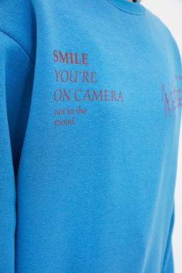 TRENDYOLMILLA Koyu Antrasit Bisiklet Yaka Basic Fit Bask?l? Kal?n Ici Polarl? Orme Sweatshirt TWOAW22SW1957  фото 2