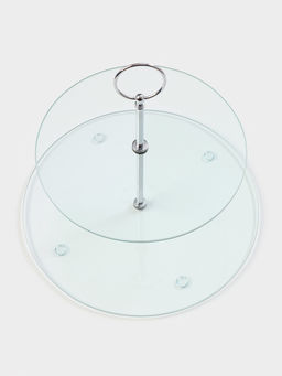 Фруктовница 2-х ярусная круглая Доляна, d=25/20 см, стекло, прозрачная  фото 2