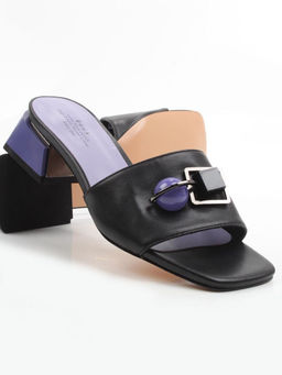 08-HLP1035-28 BLACK/VIOLET Босоножки женские (натуральная кожа)