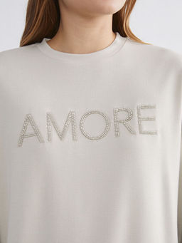 Bisiklet Yaka Ta?l? Kad?n Sweatshirt