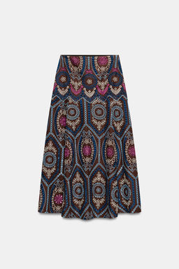 FALDA MIDI BORDADOS PERFORADOS / Marr?n - Zara фото 6