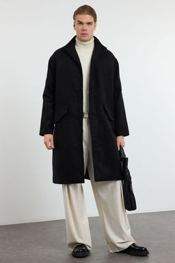 Trendyolmilla Man Antrasit Oversize Fit Dik Yaka Uzun Kase K?sl?k Kaban TMNAW25KB00005  фото 12