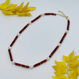 Чокер из Сердолика и Жемчуга 40 см +