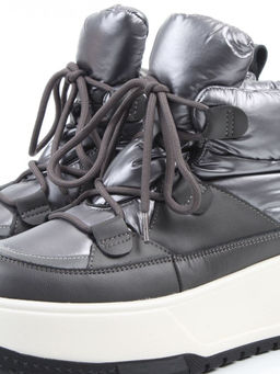 04-WG039-1M GRAY Ботинки зимние женские (натуральная кожа, курточная ткань, 100% шерсть)