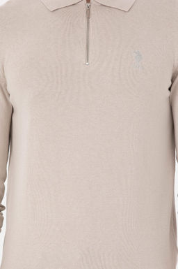 Erkek Slim Fit Yar_m Fermuarl_ Ta_ Melanj Basic Kazak - U.s. polo assn фото 6