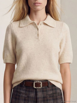 Polo Yaka Y?n Kar???ml? Kad?n Triko Kazak