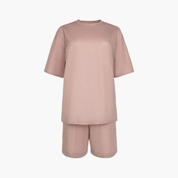 Костюм спортивный женский: футболка, шорты, MINAKU: Casual collection, размер 44, бежевый