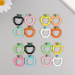 Цена за 4 шт. Карабин металл Яблочко с веточкой МИКС 3х2,7 см