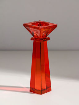 Подсвечник на 1 свечу «Феникс», стекло, оранжевый, d=2.2 см и 4.2 см; 5.5×5.5×16.7 см
