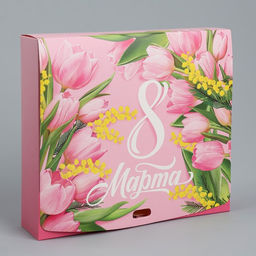 Цена за 3 шт. Коробка подарочная складная, упаковка, С 8 марта, 20?18?5 см