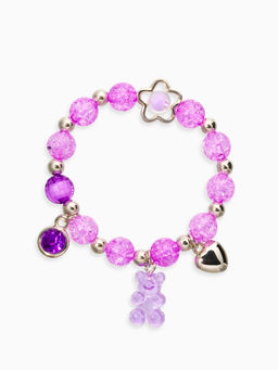 Цена за 2 шт. Браслет детский «Выбражулька» мармеладный мишка, сердце, d=6 см. сиреневый в серебре