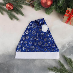 Цена за 3 шт. Колпак новогодний Снежная феерия 26х38 см, синий - Зимнее волшебство фото 2