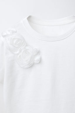 CAMISETA FLORES ORGANZA / Blanco - Zara фото 3