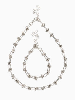 Набор 2 предмета: цепь, браслет «Узел», 20, 40 см, медь, цвет серебро