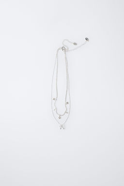 PACK OF TWO NECKLACES WITH STARS AND CHERRY PENDANT