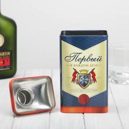 Коробка жестяная в форме бутылки под крепкий алкоголь Первый - Дарите счастье фото 2
