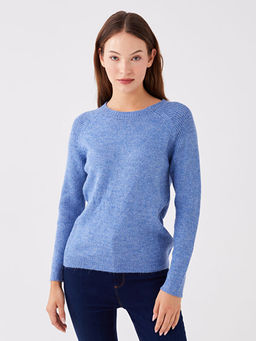 Bisiklet Yaka D?z Uzun Kollu Kad?n Triko Kazak