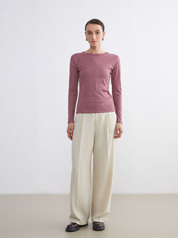 Bisiklet Yaka Parlak G?r?n?ml? Kad?n Ti??rt