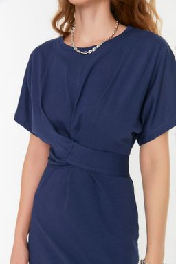 TRENDYOLMILLA Siyah %100 Pamuk Bele Oturan Y?rtmac ve Baglama Detayl? Midi Orme Kalem Elbise TWOSS21EL0404  фото 36