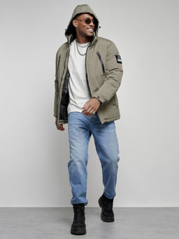 Куртка спортивная мужская зимняя с капюшоном серого цвета 8360Sr - Wonderrman фото 15