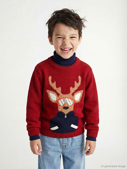 Y?lba?? Temal? Erkek ?ocuk Triko Kazak