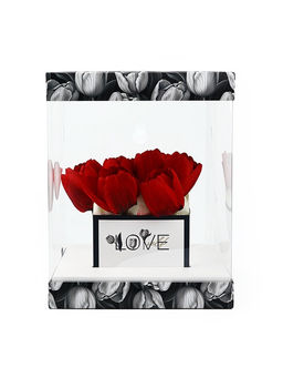 Коробка для цветов с вазой и пластиковыми окнами складная Чёрно-белая эстетика, 23?30?23 см