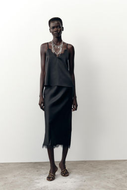 SATIN MIDI LACE SKIRT - Zara фото 6