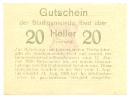 20 геллеров 1920 года Австрия  Нотгельд