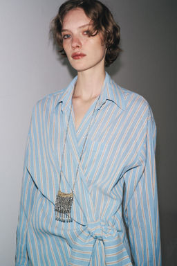 ZW COLLECTION STRIPED WRAP DRESS - Zara фото 11