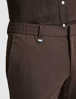 Kahverengi Slim Fit Esnek Bel Klasik Jogger Pantolon