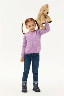 Сиреневый трикотажный кардиган для девочки