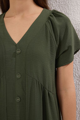 Haki Duz Midi Dokuma Elbise TWOSS25EL00629 - Trendyolmilla фото 3