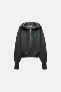 KNIT SWEATER WITH HOOD - Zara фото 7
