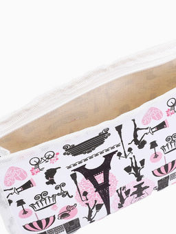 Цена за 3 шт. Косметичка на молнии, треугольная, маленькая, с принтом, белая