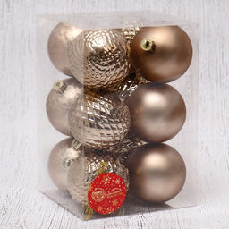 Ёлочные игрушки Алета сеточка, шары новогодние, d=7 см, набор 12 шт., коричневый - Зимнее волшебство фото 2