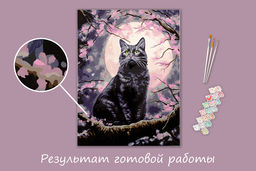 ФРЕЯ PNB/PM-323 Набор для раскрашивания по номерам 40 х 30 см Черный кот в лунной ночи