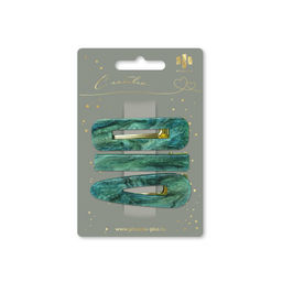 Набор заколок для волос зажим, арт. 71803 / 10 ИЗУМРУДНЫЙ МРАМОР (в наборе: 3шт., 6,5 см, черный м