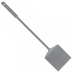 Мухобойка пластмассовая 9,8х10,5х0,1см, длина 44,5см, длина ручки 33см, цвет серый (Китай)
