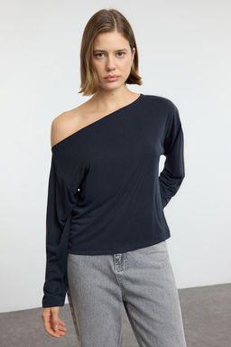 Antrasit Modall? More Sustainable Kay?k Yaka Relaxed/Rahat Kesim Orme Bluz TWOAW25BZ00282