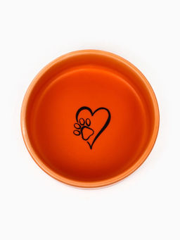 Миска керамическая Лапка с сердечком 200 мл - 10.510.54 см, оранжевая - Пижон фото 3