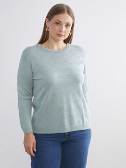 Bisiklet Yaka ?izgili Kad?n Triko Kazak