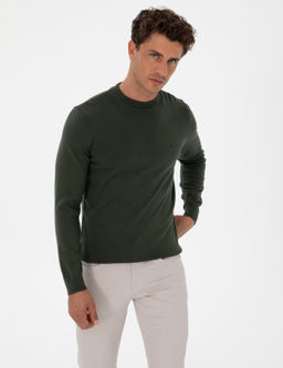 Koyu Haki Slim Fit _eyrek Yaka Basic Triko Kazak - Pierre cardin фото 3