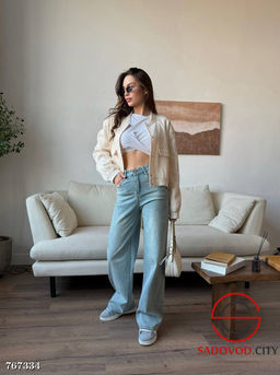 Женские широкие джинсы со стразами - Bruno фото 5