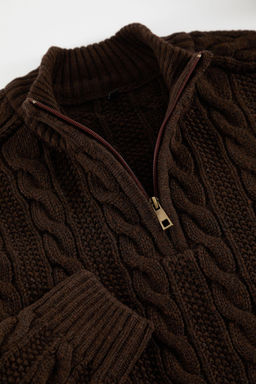 TRENDYOL MAN Bordo Unisex Regular Fit Fermuarl? Yar?m Bal?kc? Sac Orgu Triko Kazak TMNAW21KZ0737 - Trendyolmilla фото 12