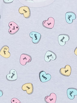 Bisiklet Yaka Bask?l? K?z ?ocuk ?ortlu Pijama Tak?m?