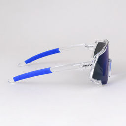 Очки спортивные солнцезащитные ESLNF. ударопрочные. Линза: HD POLARIZED-Зеркальная. Silicone переносица и боковые душки. Прозрачный-Синий /уп 50/ - ГалеонТрейд фото 4