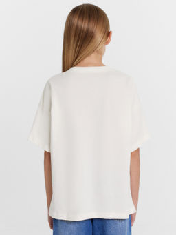 Футболка для девочек бело-бежевая с аниме котиком - Mark formelle фото 4