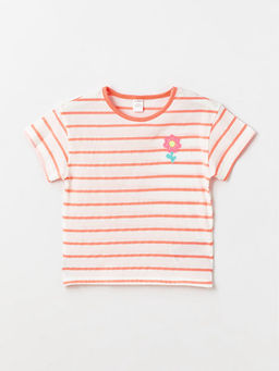 Bisiklet Yaka K?sa Kollu Bask?l? K?z Bebek Ti??rt